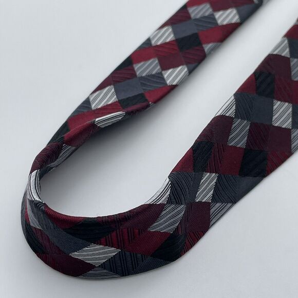 Geoffrey Beene Tile Diamond Pattern Men's 100% Silk Necktie Multi Color Handmade - Picture 15 of 16